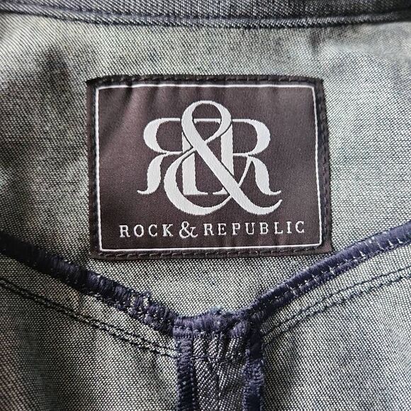 Rock & Republic Dark Blue Denim Dress,  Bodycon, Front zip, zips both ways,  NWO - Picture 8 of 9